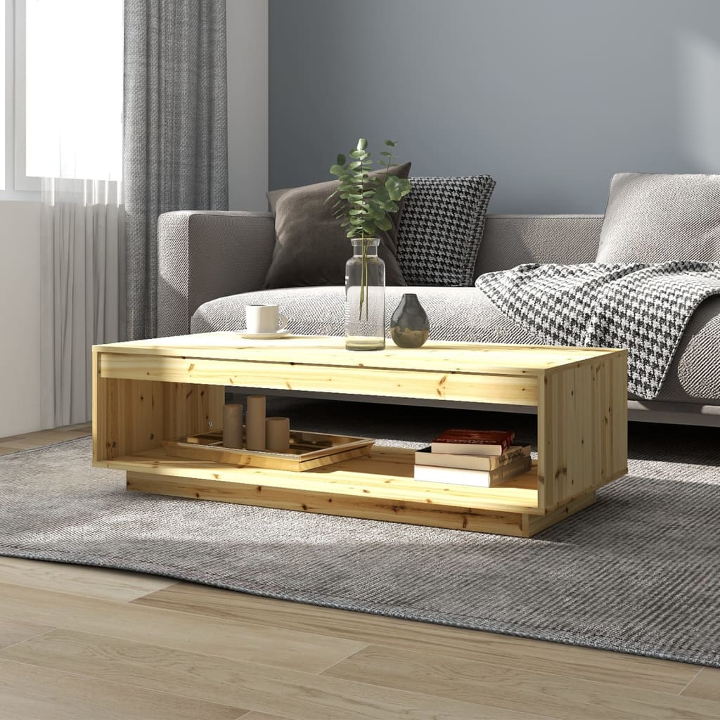 Vetonek Mesa de centro de madera maciza de abeto 110x50x33,5 cm