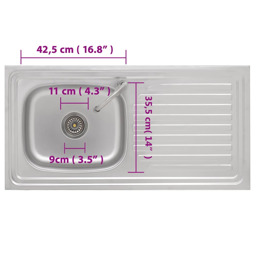 Fregadero de camping de un seno y grifo acero inoxidable vidaXL