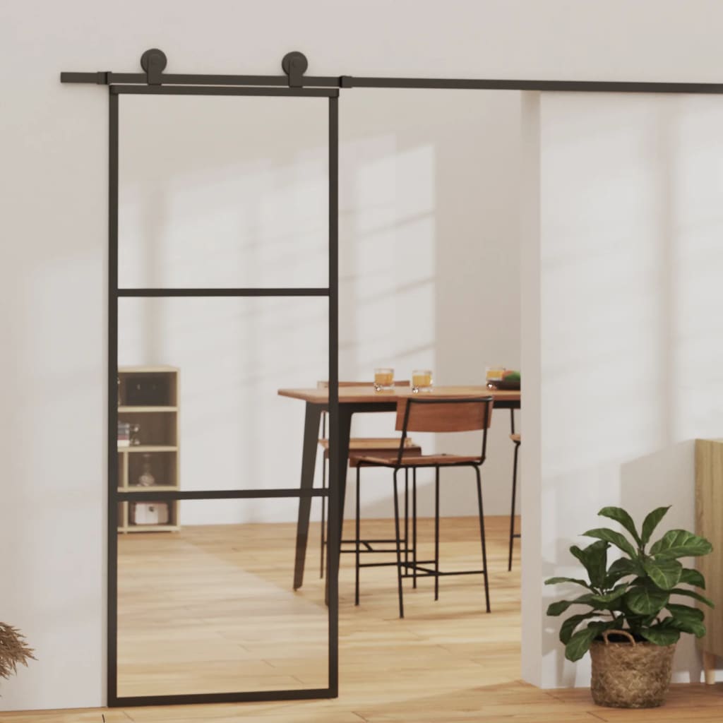 Vetonek Puerta corredera con herrajes ESG vidrio y aluminio 76x205 cm