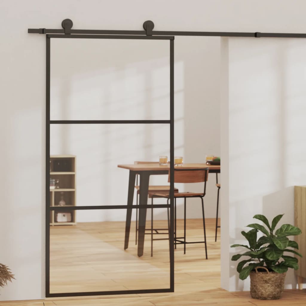 Sliding door with ESG glass and aluminum fittings 102x205 cm 