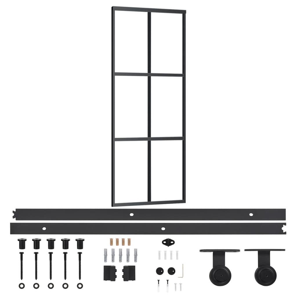 Sliding Glass Door ESG 76x205 cm — Aluminum and Black Hardware 