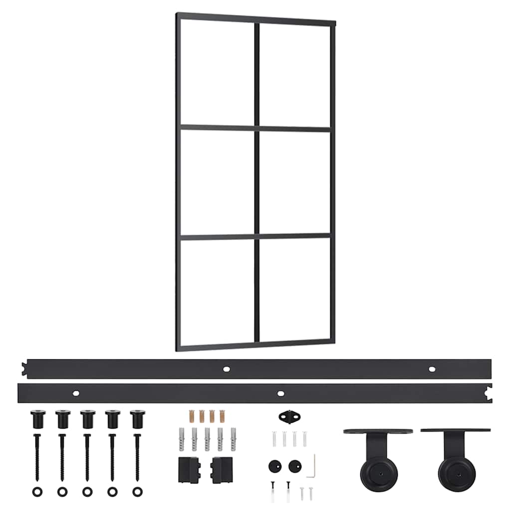 Sliding door with ESG hardware, glass and aluminum, 102x205 cm 
