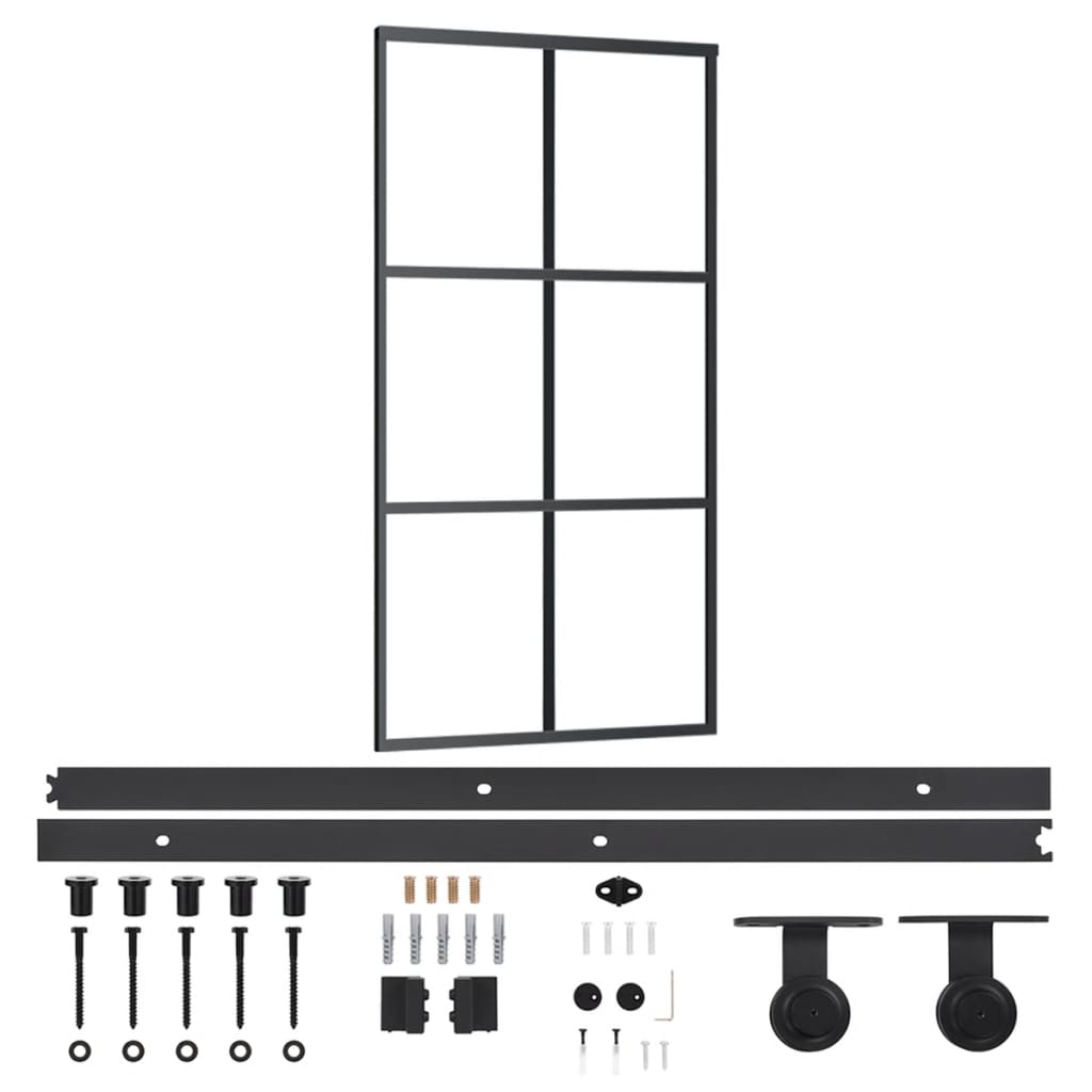 Sliding Glass Door ESG 102x205 cm — Black Aluminum 