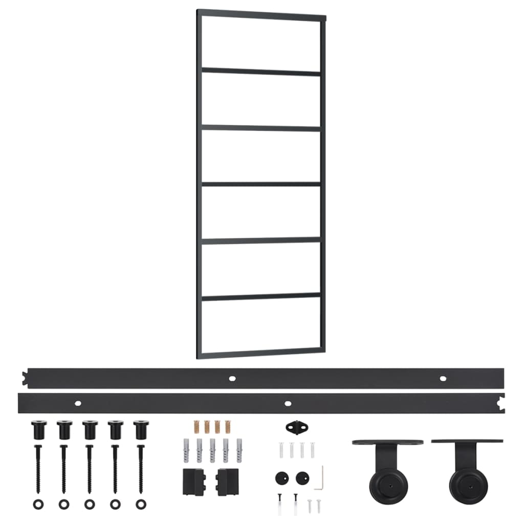 Puerta corredera con herrajes ESG vidrio y aluminio 76x205 cm vidaXL