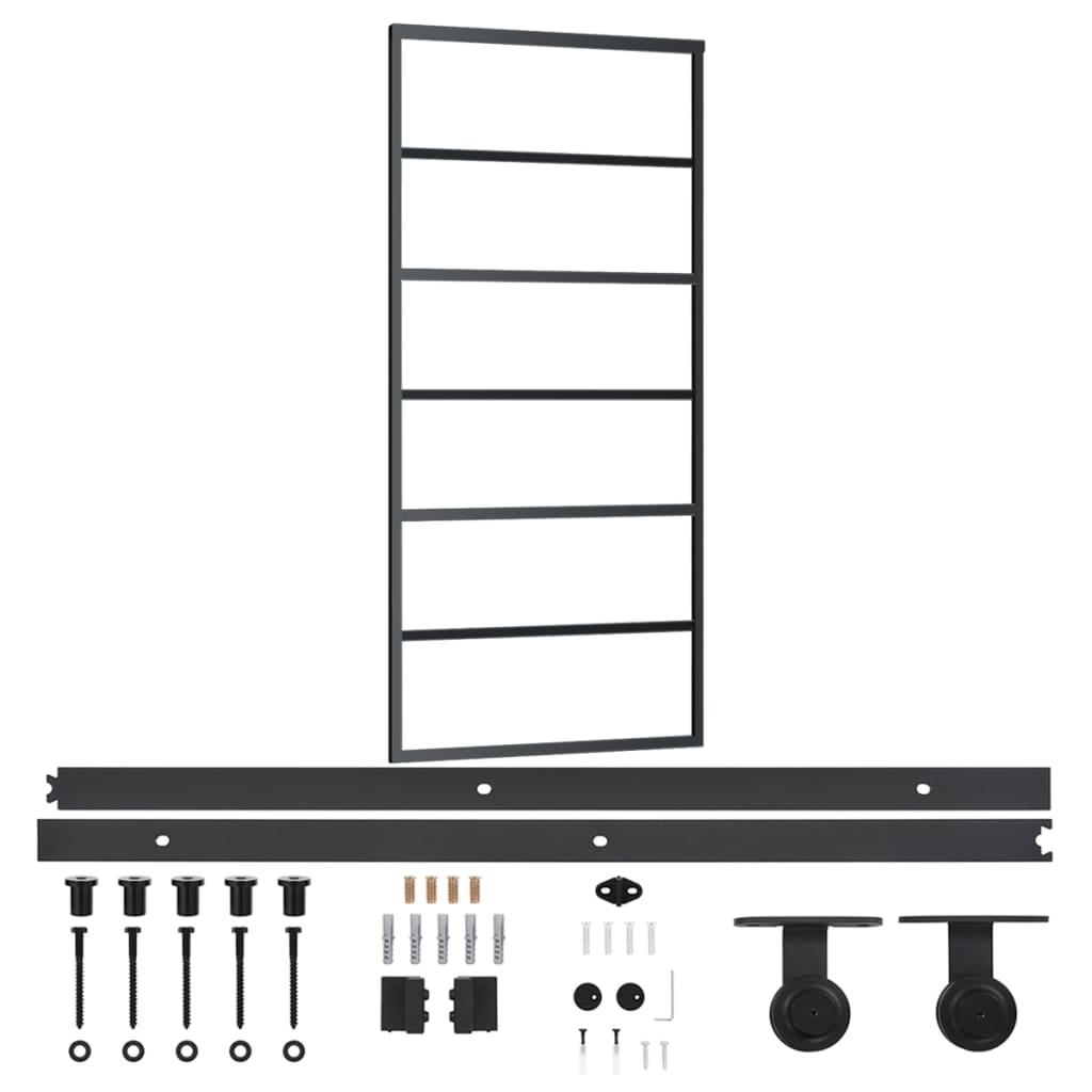 Sliding Glass Door ESG 90x205 cm — Aluminum and Black Hardware 