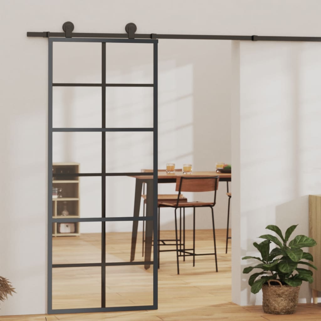 Vetonek Puerta corredera con herrajes ESG vidrio y aluminio 76x205 cm