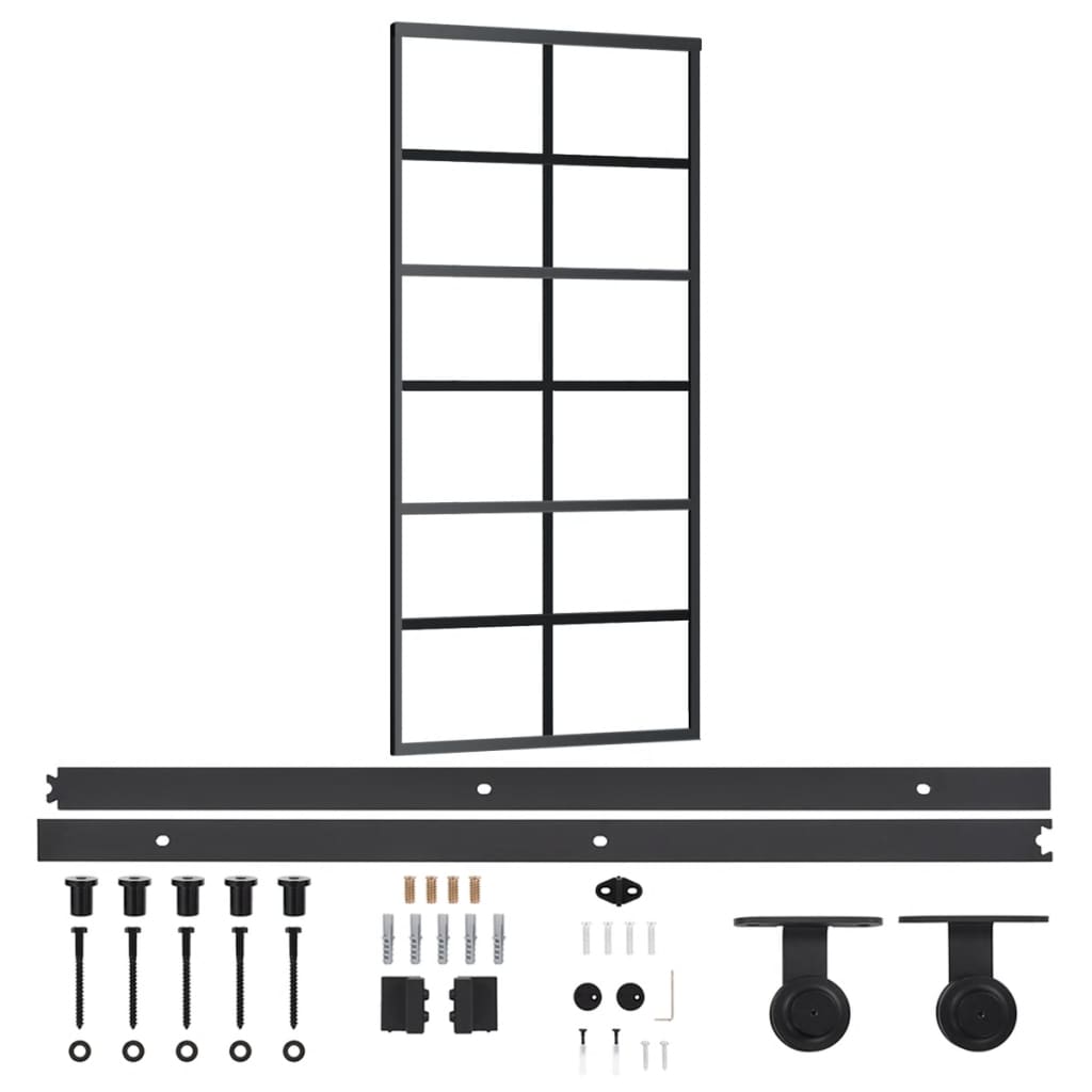 Puerta corredera con herrajes ESG vidrio y aluminio 90x205 cm - Vetonek