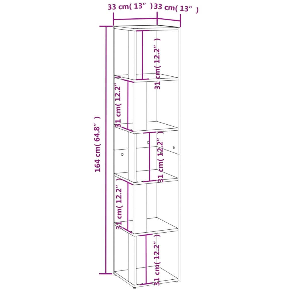 Mueble esquina madera blanco brillo 33x33x164,5cm vidaXL