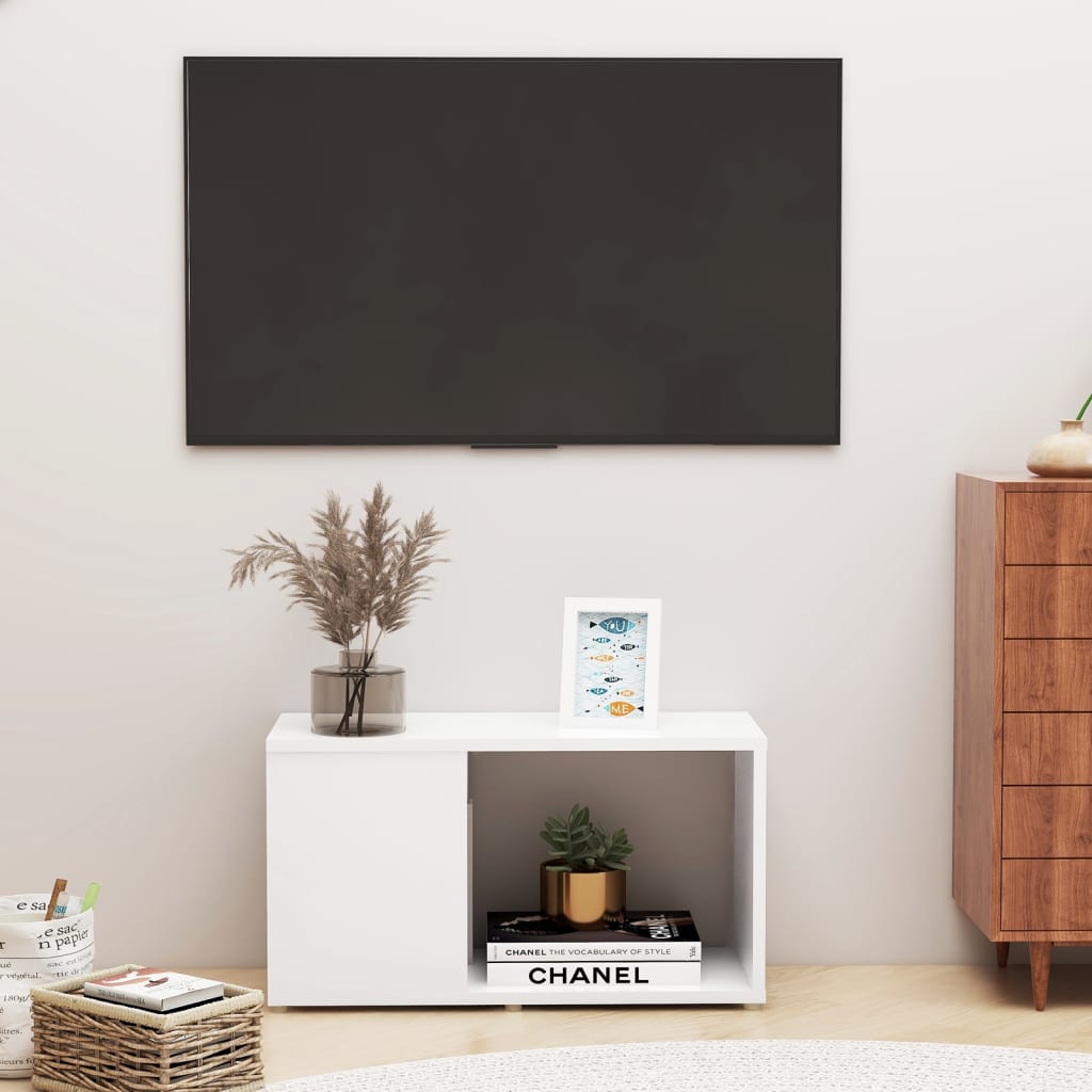 Vetonek Mueble para TV madera contrachapada blanco 60x24x32 cm