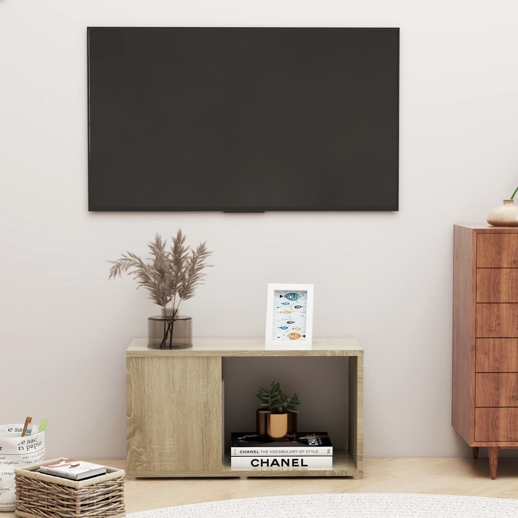 Vetonek Mueble de TV madera contrachapada roble Sonoma 60x24x32 cm