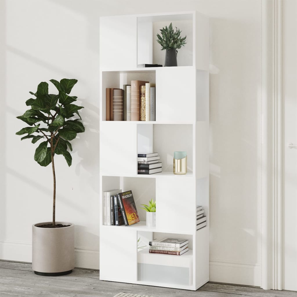 Librería separador madera blanco 60x24x155 cm