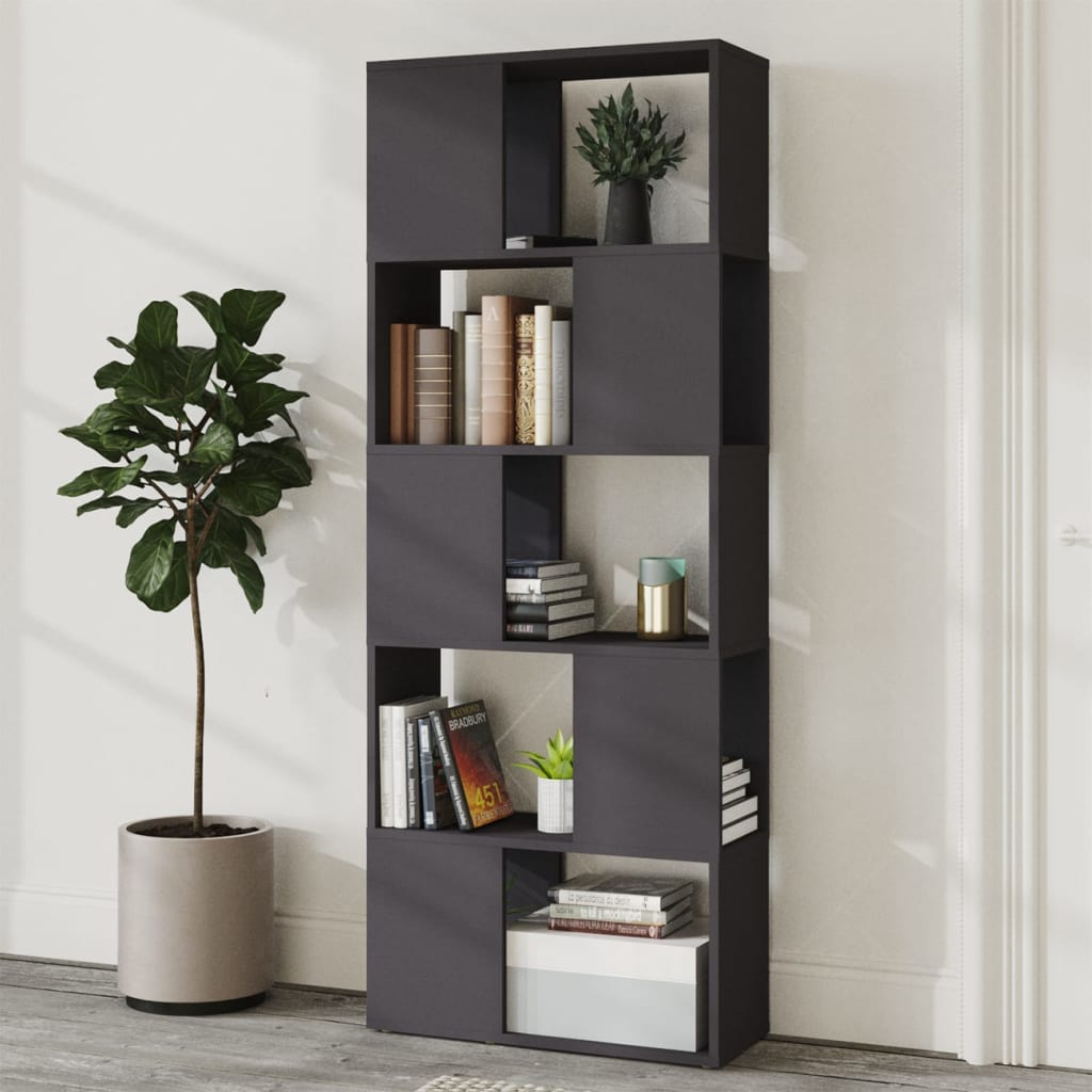 Librería separador madera gris 60x24x155 cm