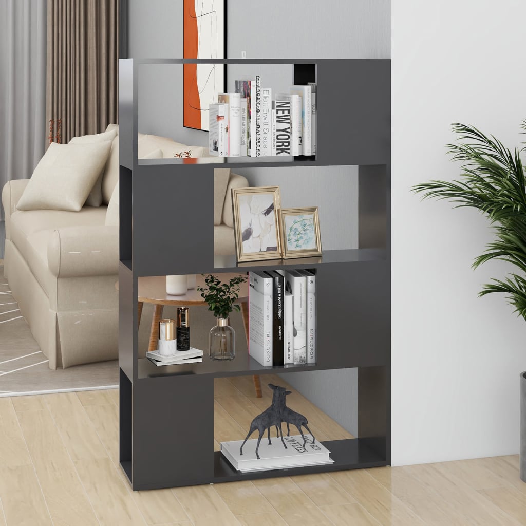 Vetonek Librería separador madera contrachapada gris 80x24x124,5 cm