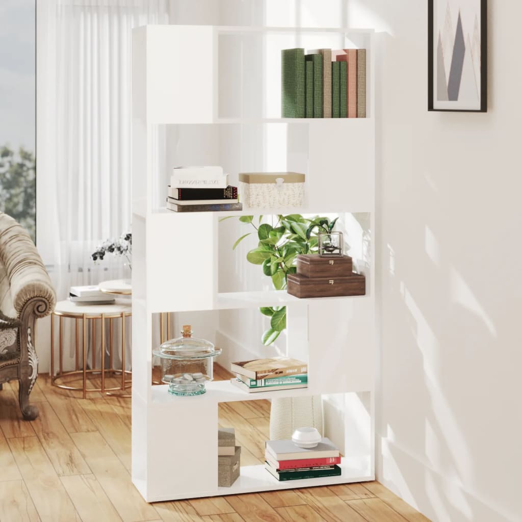 Vetonek Librería separador contrachapada blanco brillante 80x24x155 cm