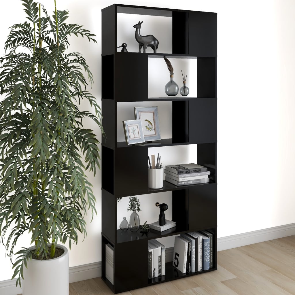 Vetonek Librería separador madera contrachapada negro 80x24x186 cm