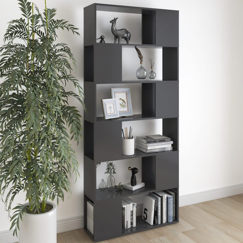 Vetonek Librería separador madera contrachapada gris 80x24x186 cm