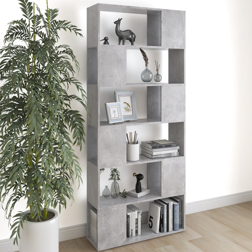 Vetonek Librería separador contrachapada gris hormigón 80x24x186 cm