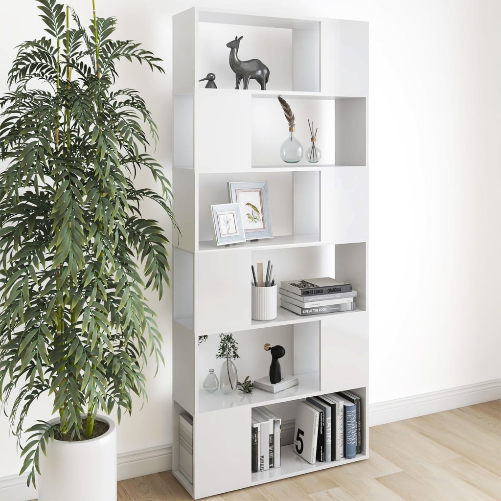 Vetonek Librería separador contrachapada blanco brillante 80x24x186 cm