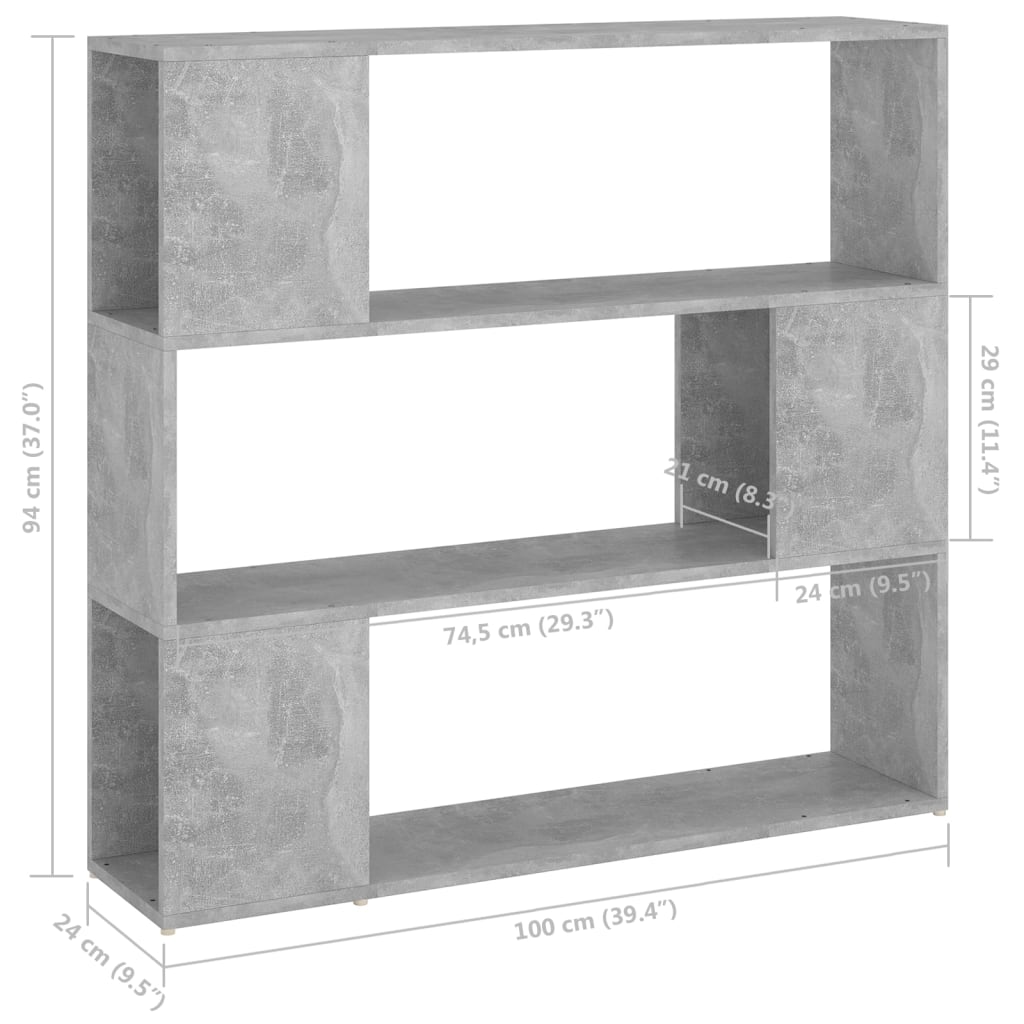 Estantería/divisor de espacios gris hormigón 100x24x94 cm vidaXL