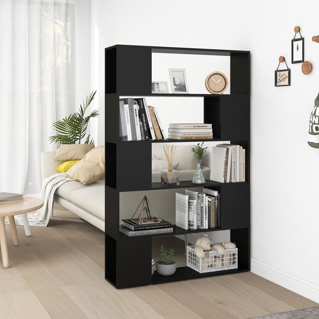 Vetonek Librería separador madera contrachapada negro 100x24x155 cm