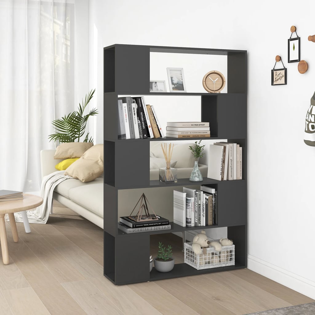 Vetonek Librería separador madera contrachapada gris 100x24x155 cm