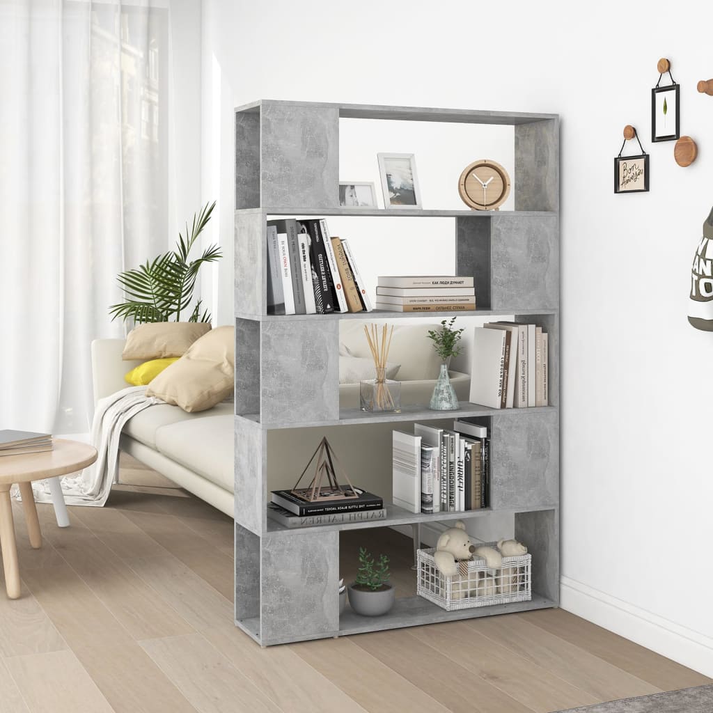 Vetonek Librería separador contrachapada gris hormigón 100x24x155 cm