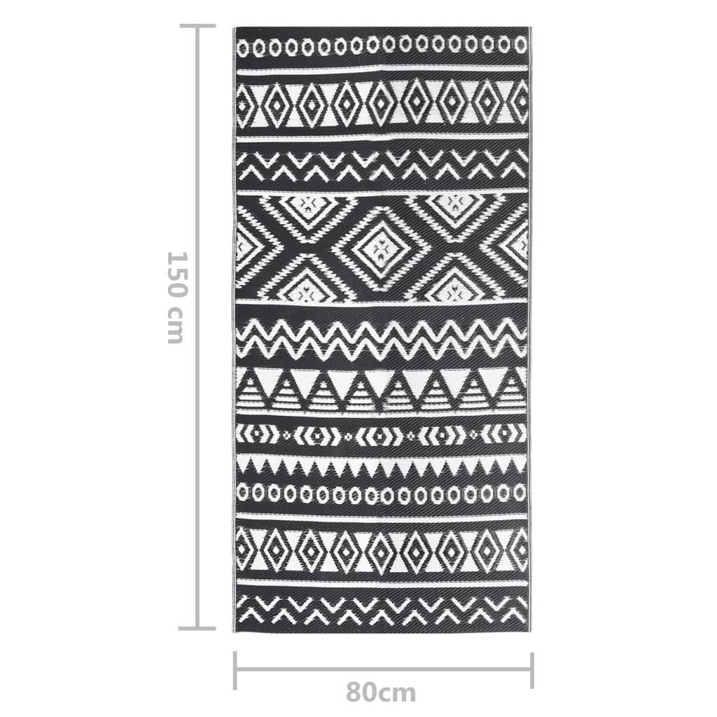ARAKIL tapis d'extérieur noir 80x150 cm PP V3098 Vetonek