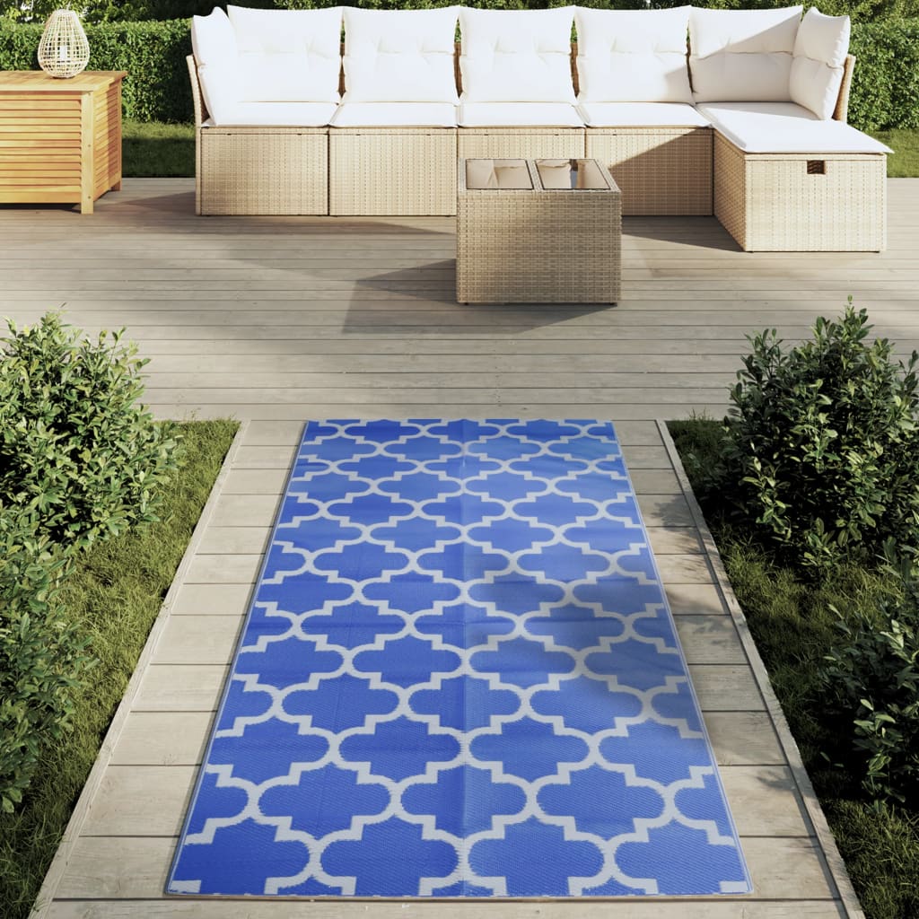 Alfombra de exterior PP azul 80x150 cm