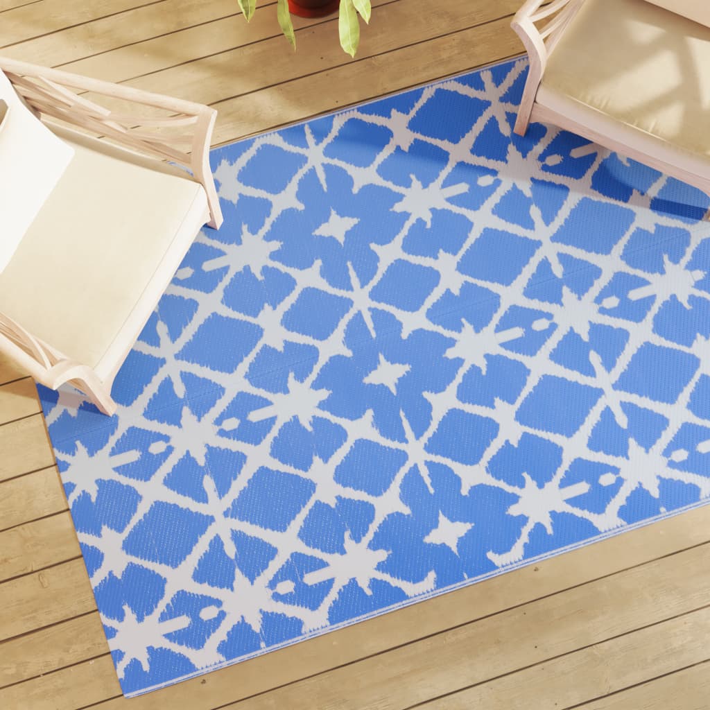 Vetonek Alfombra de exterior PP azul y blanco 140x200 cm