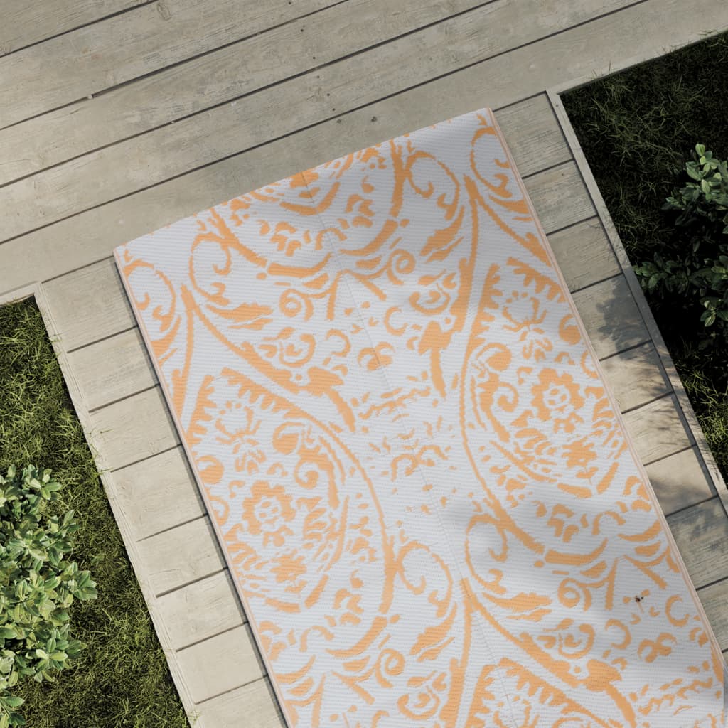 Vetonek Alfombra de exterior PP naranja y blanco 80x250 cm