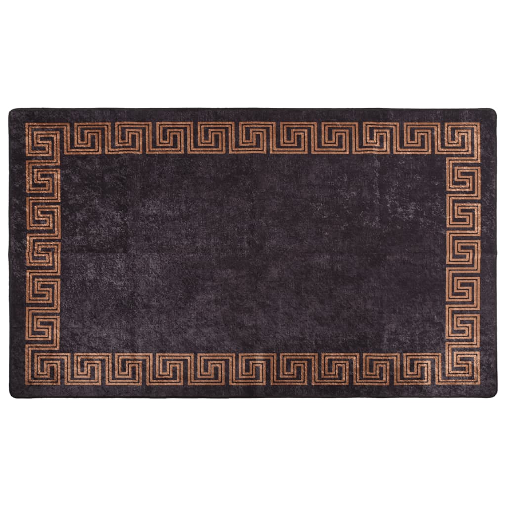 Vetonek Alfombra lavable antideslizante negro y dorado 120x180 cm