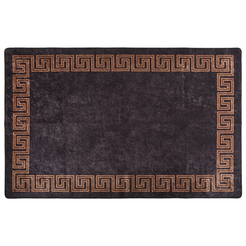 Vetonek Alfombra lavable antideslizante negro y dorado 160x230 cm