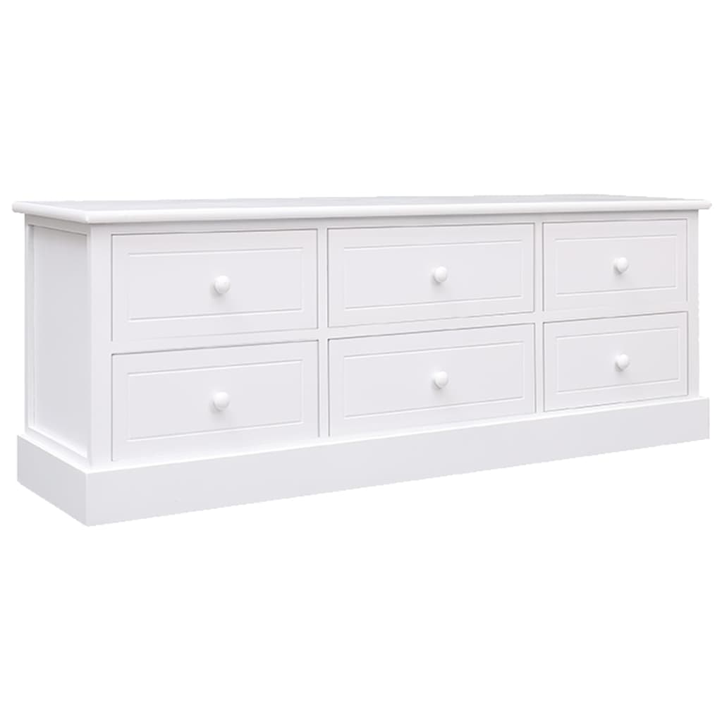 Vetonek Mueble para TV madera maciza de paulownia blanco 108x30x40 cm