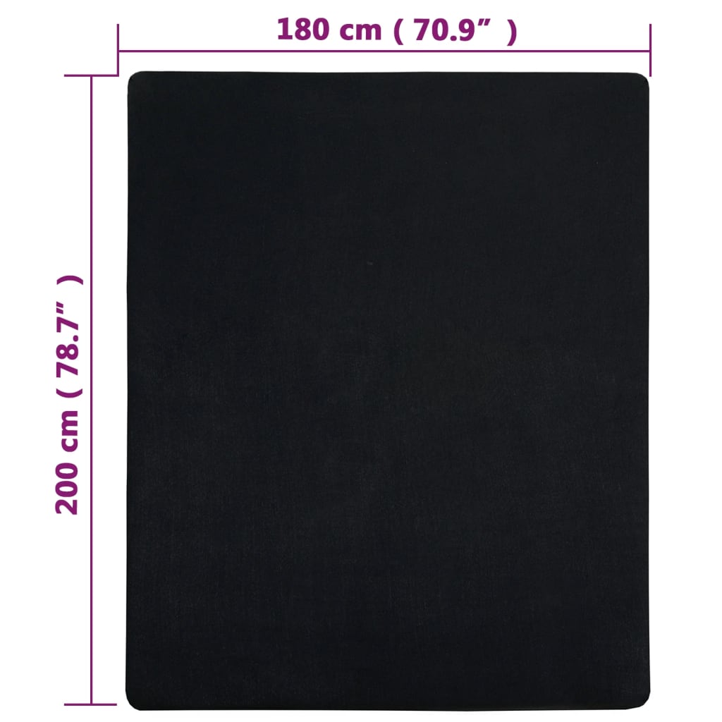 Jersey lower sheets 2 units cotton black anthracite 180x200 cm