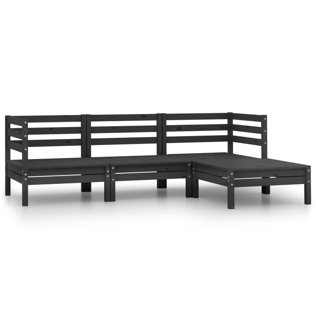 Conjunto de muebles de jardín 4 piezas madera maciza pino negro v9403 Vetonek