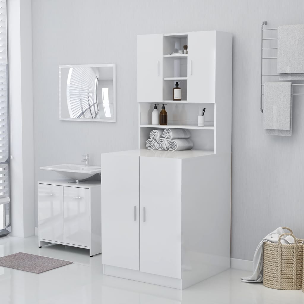 Mueble de lavadora blanco brillo