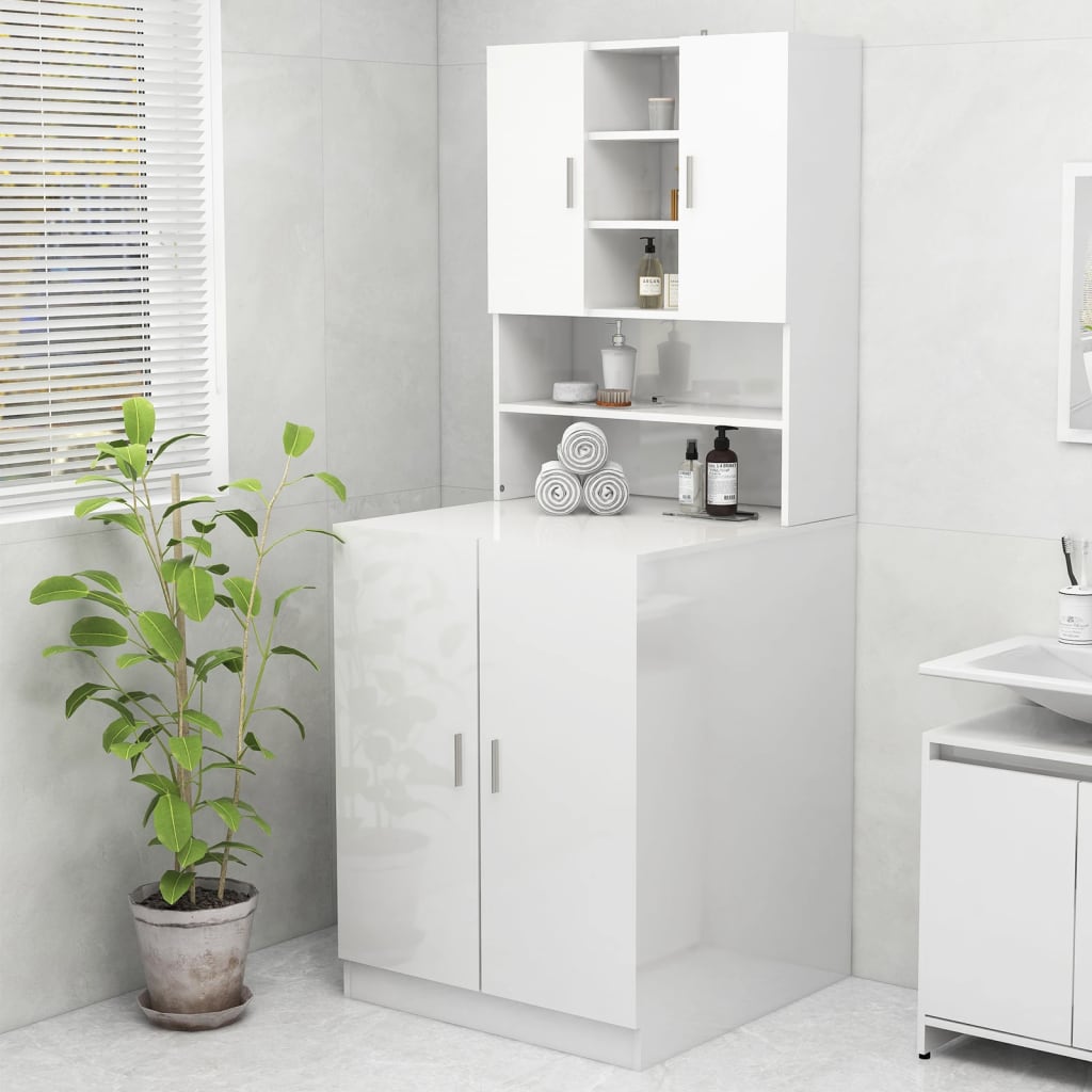 Vetonek Mueble de lavadora blanco brillo