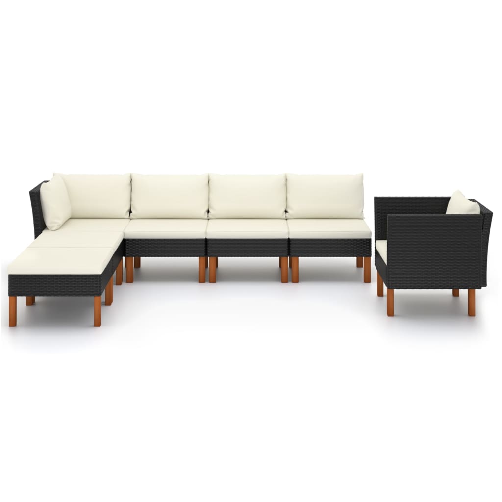 Set muebles de jardín 7 pzas ratán sintético eucalipto negro vidaXL