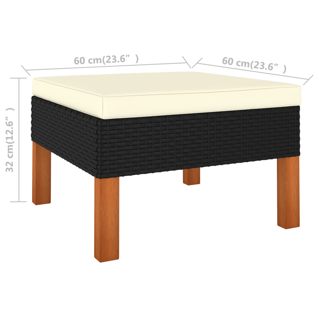 Set muebles de jardín 7 pzas ratán sintético eucalipto negro vidaXL