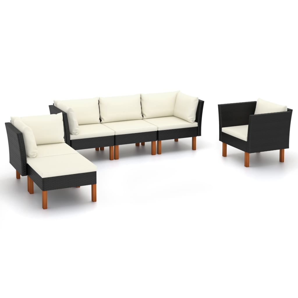 Vetonek Set muebles de jardín 9 pzas ratán sintético eucalipto negro