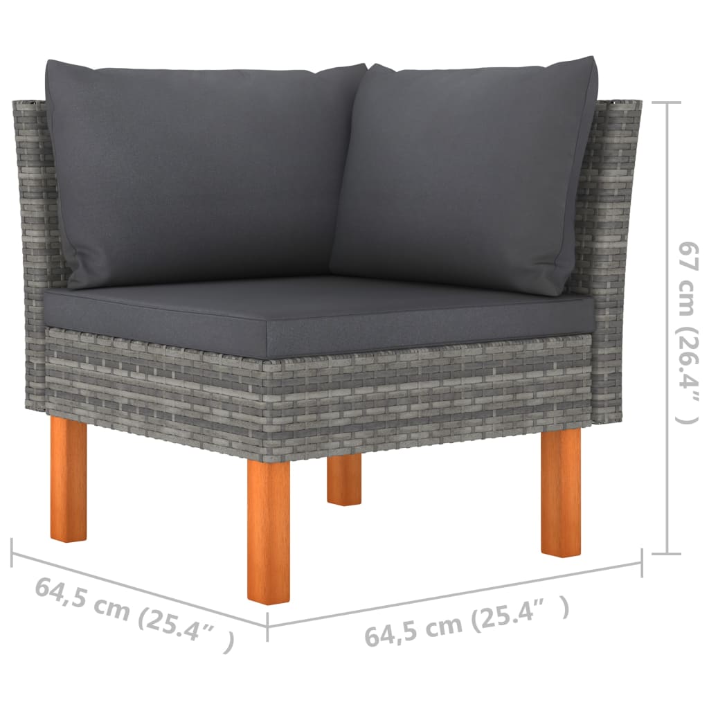 Set de muebles de jardín 9 pzas ratán sintético eucalipto gris vidaXL