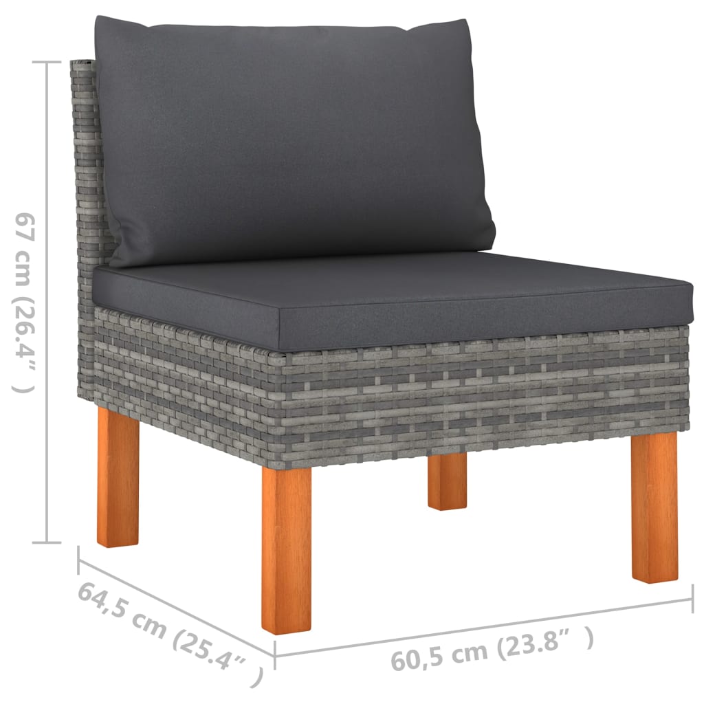 Set de muebles de jardín 9 pzas ratán sintético eucalipto gris vidaXL