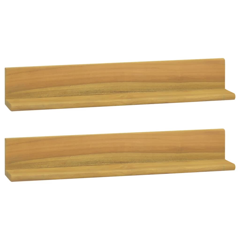 Vetonek Estantes de pared 2 unidades madera maciza de teca 60x10x10 cm