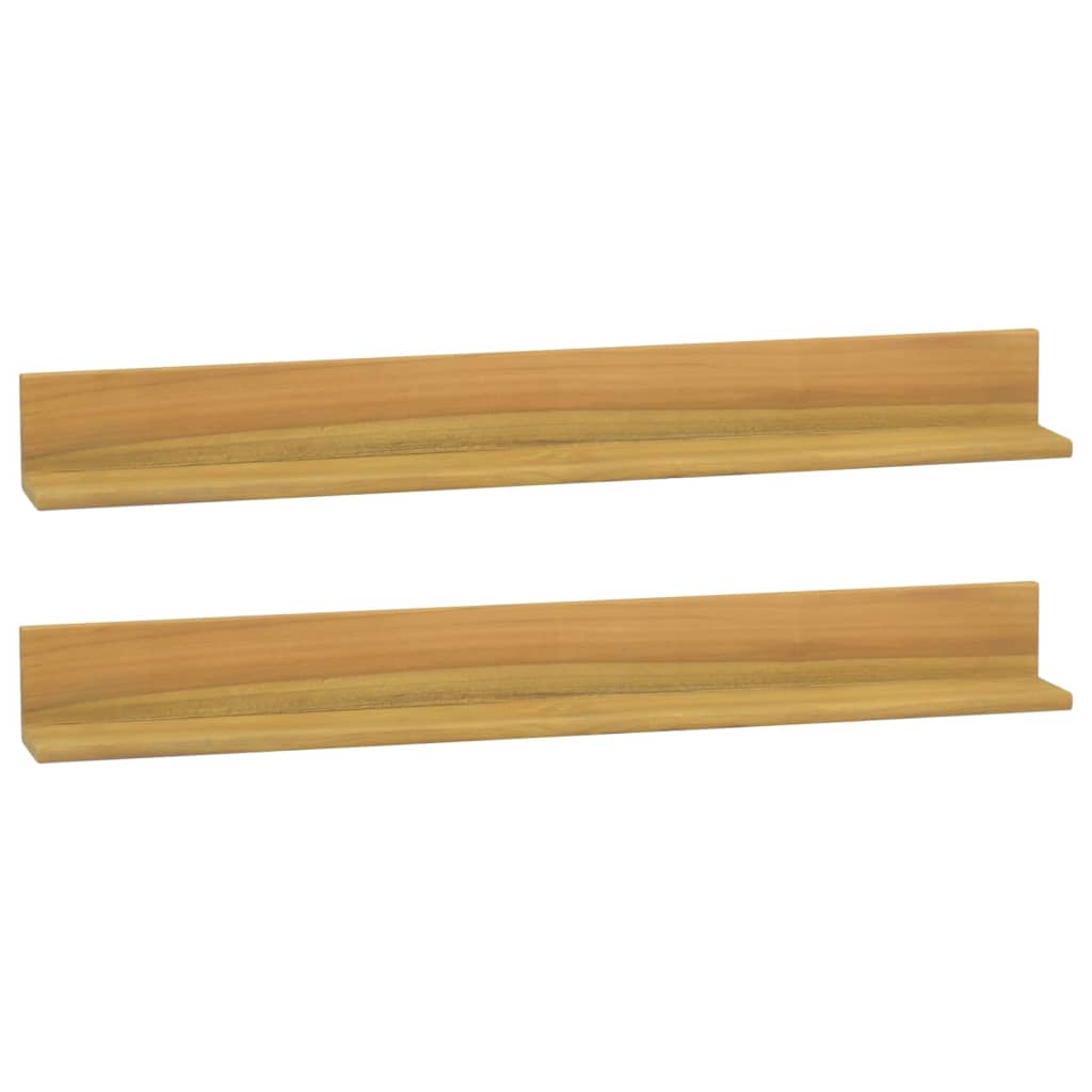 Vetonek Estantes de pared 2 unidades madera maciza de teca 90x10x10 cm