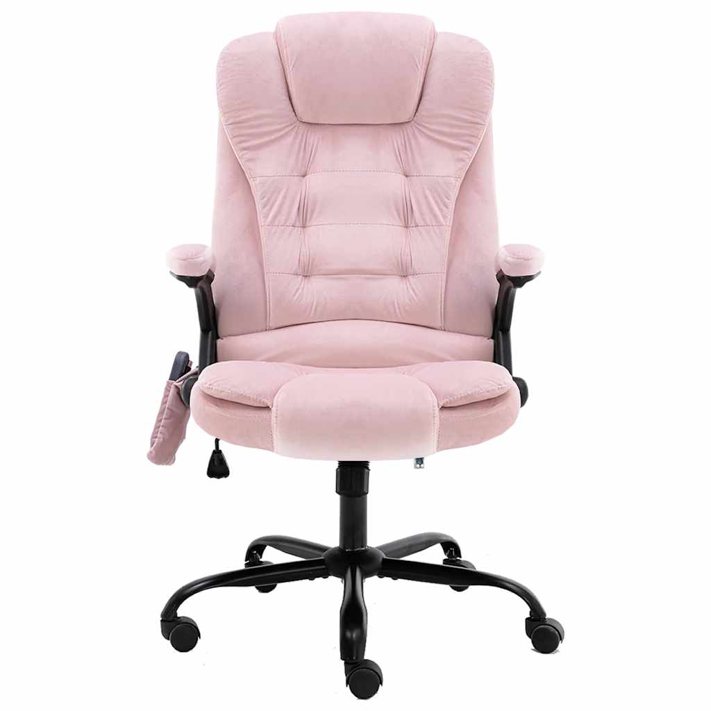 Sillón de oficina de masaje terciopelo rosa vidaXL