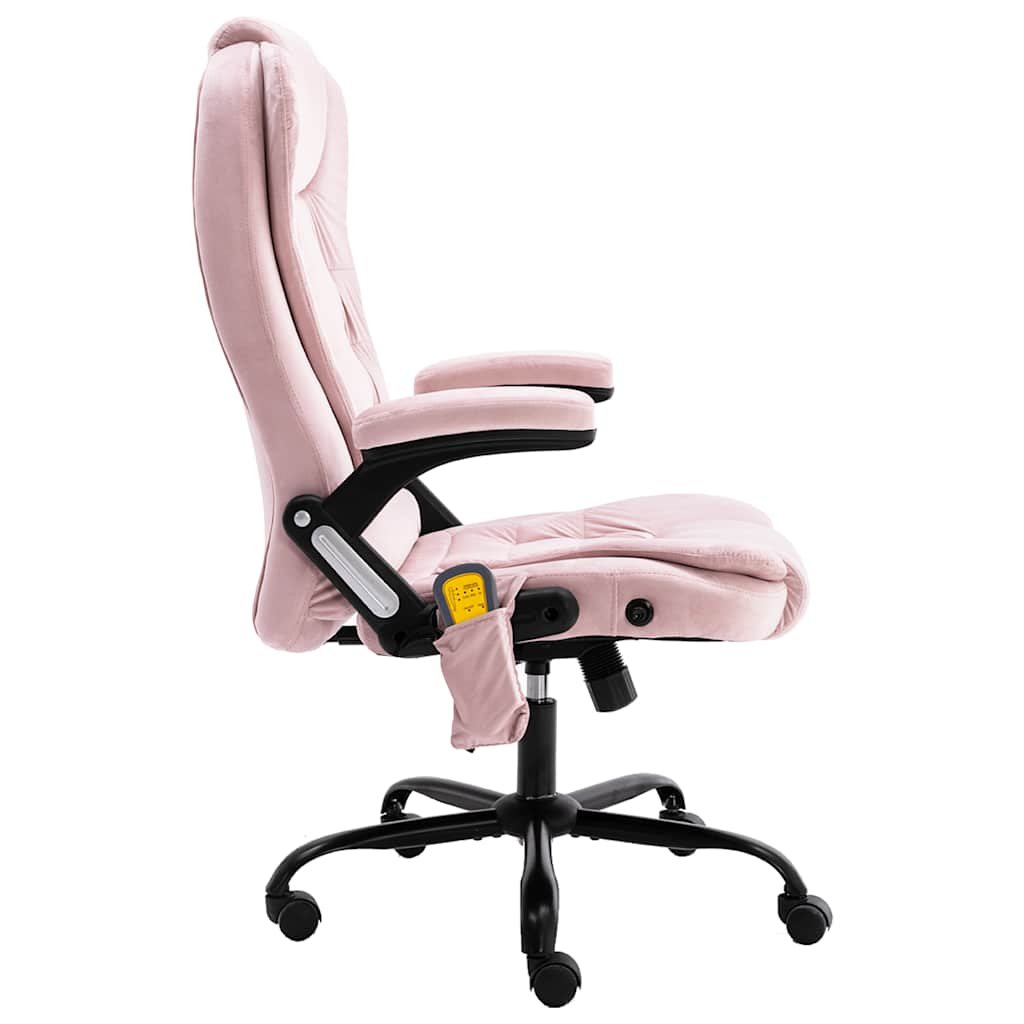 Sillón de oficina de masaje terciopelo rosa vidaXL