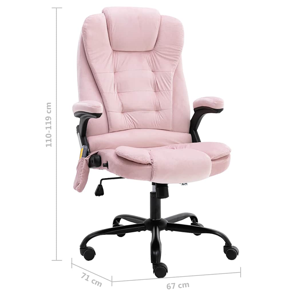 Sillón de oficina de masaje terciopelo rosa vidaXL