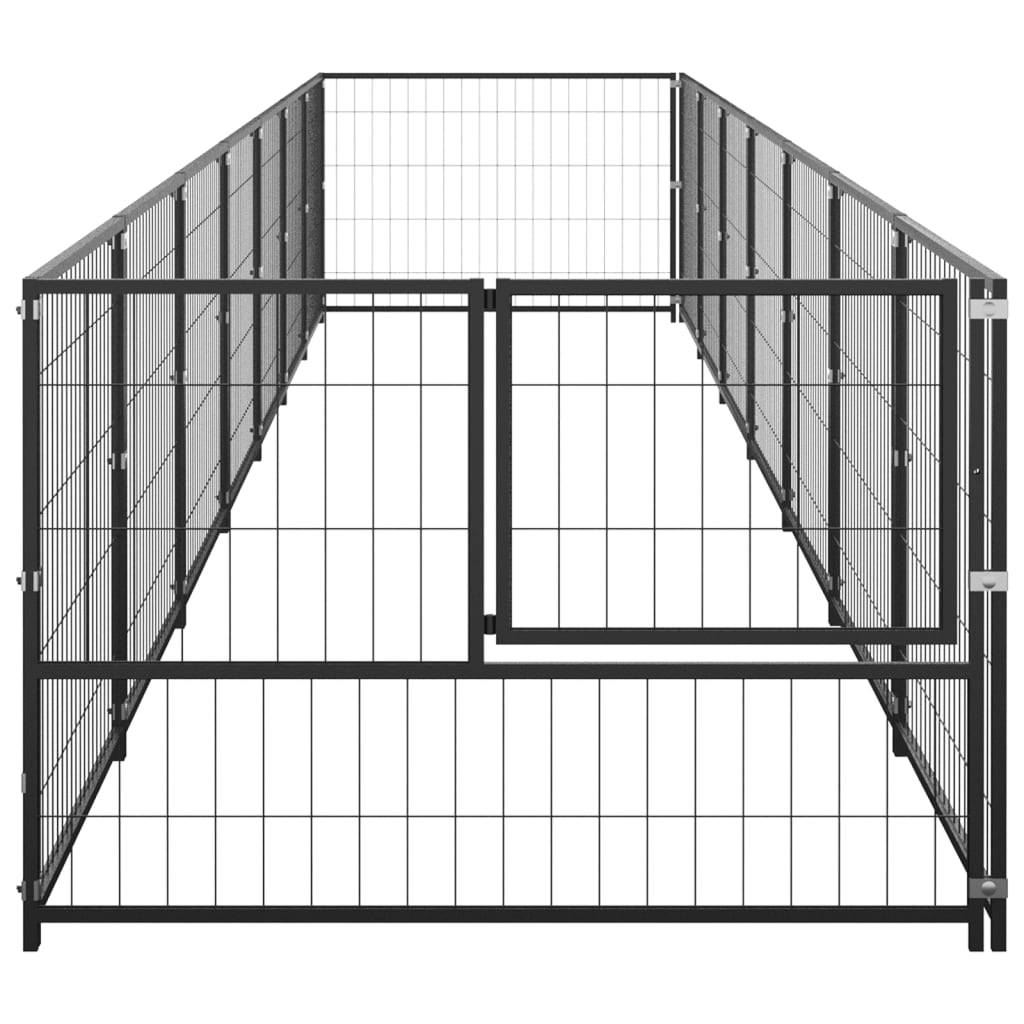 Perrera acero 7 m² negra vidaXL