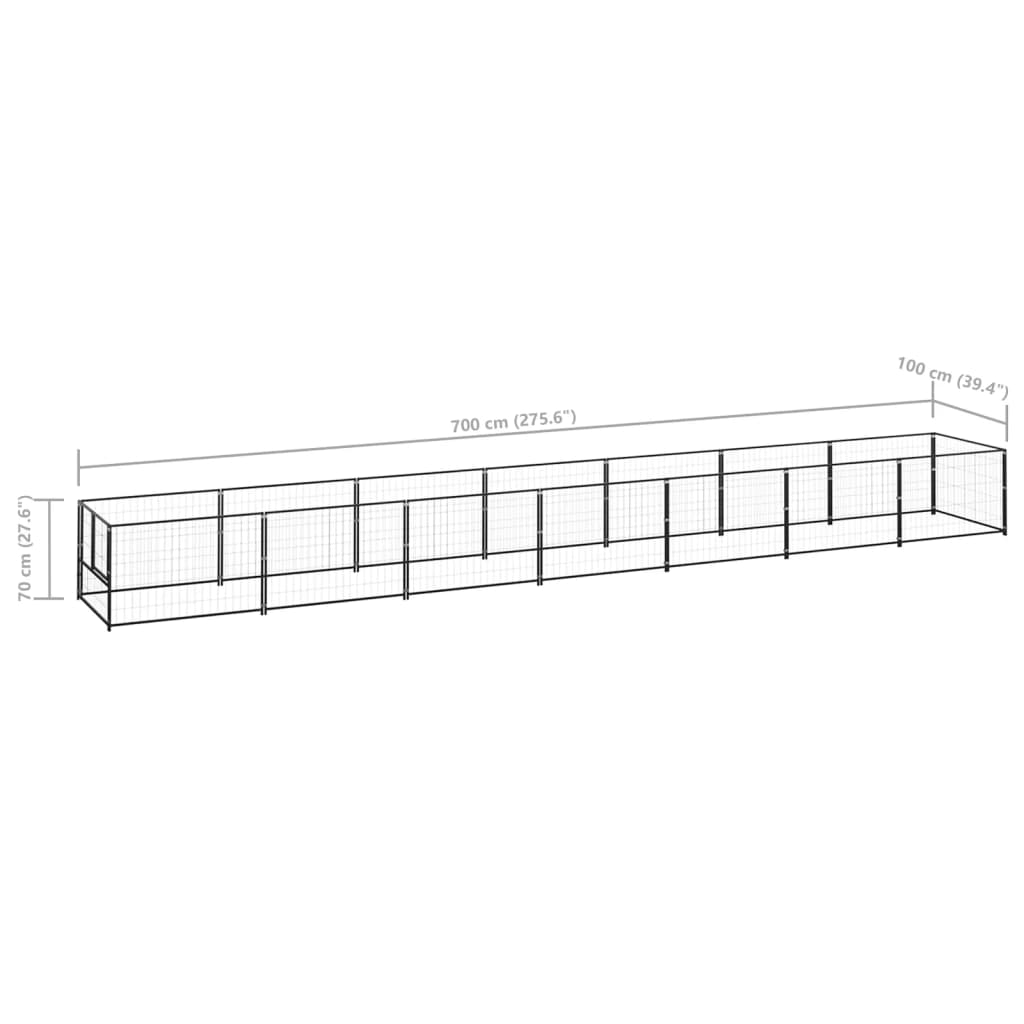 Perrera acero 7 m² negra vidaXL