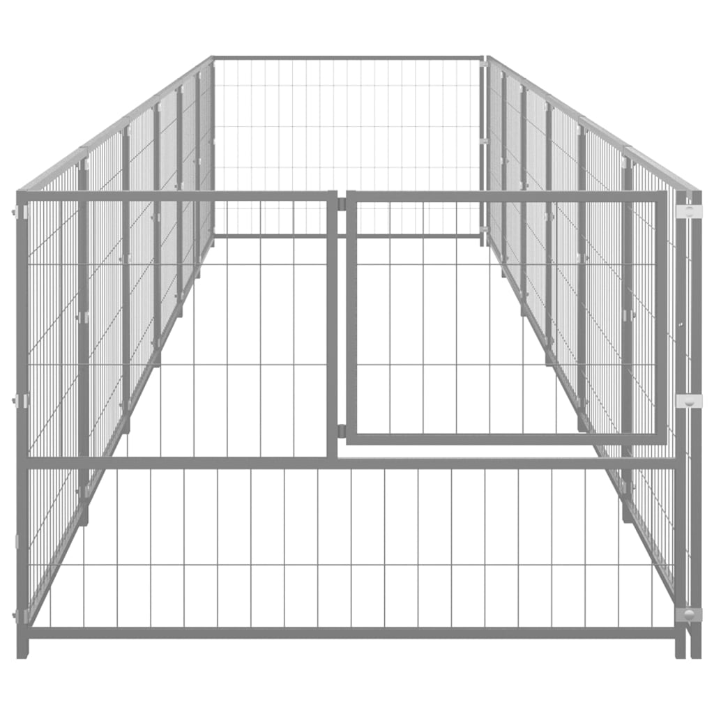 Perrera plateada 6 m² acero vidaXL